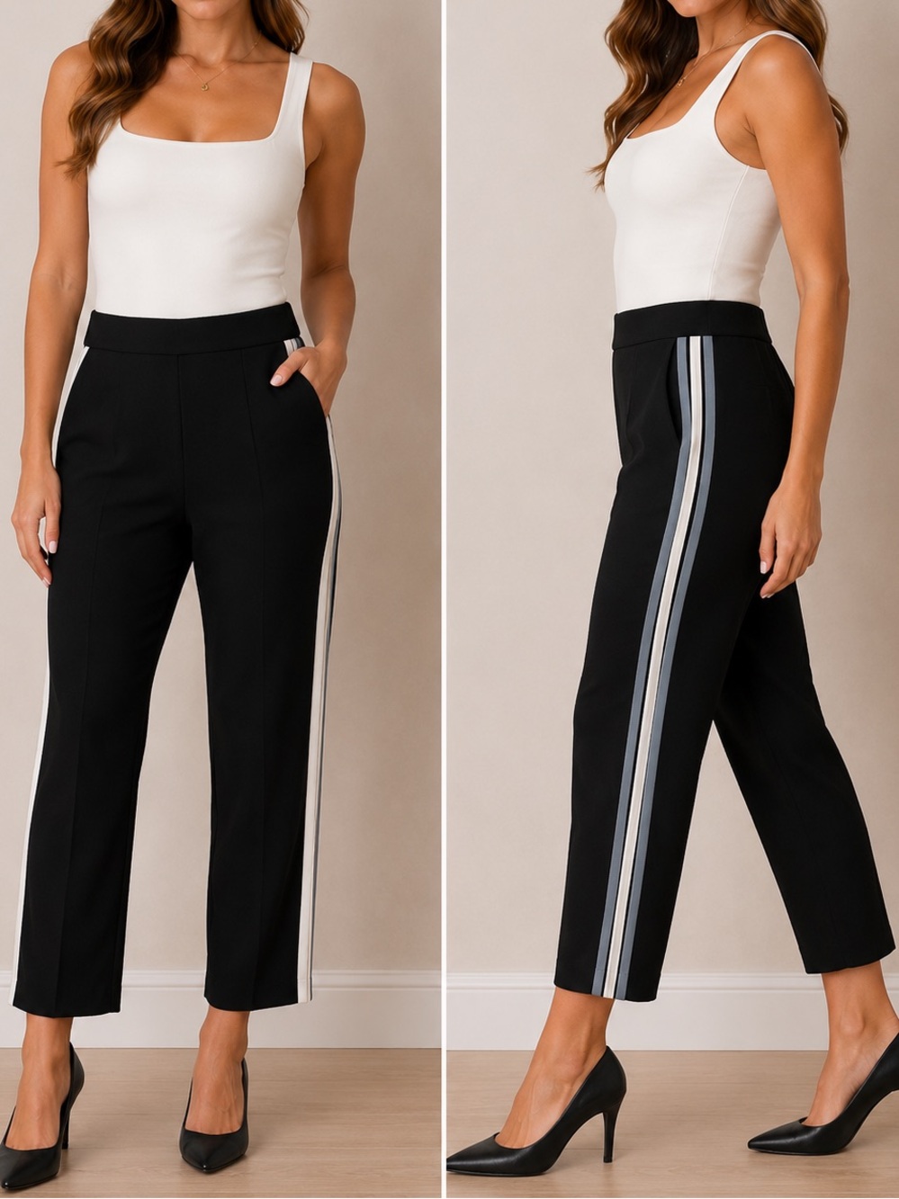 Aritzia Babaton Conan Side Stripe Cropped Crepe Pants Black Size 00